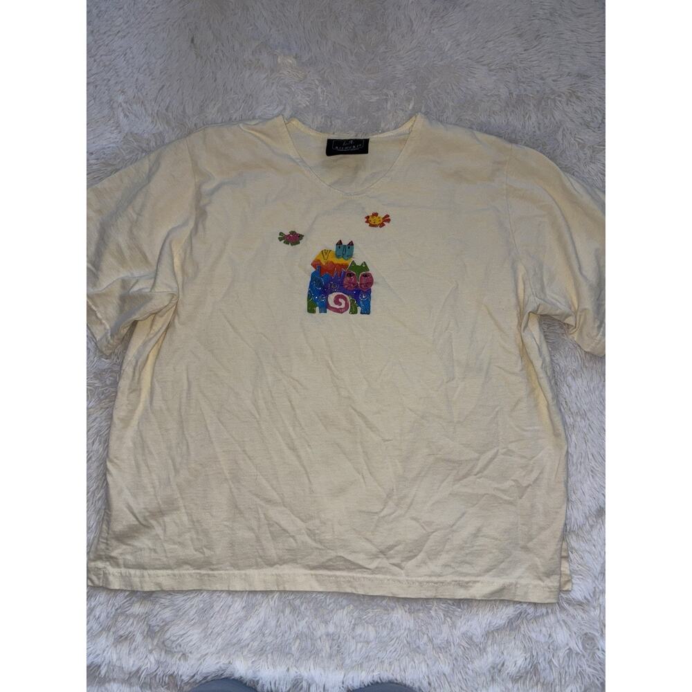 L.A. Artwear women's sz. XL vintage cat design short slv. tee. Fantastic top